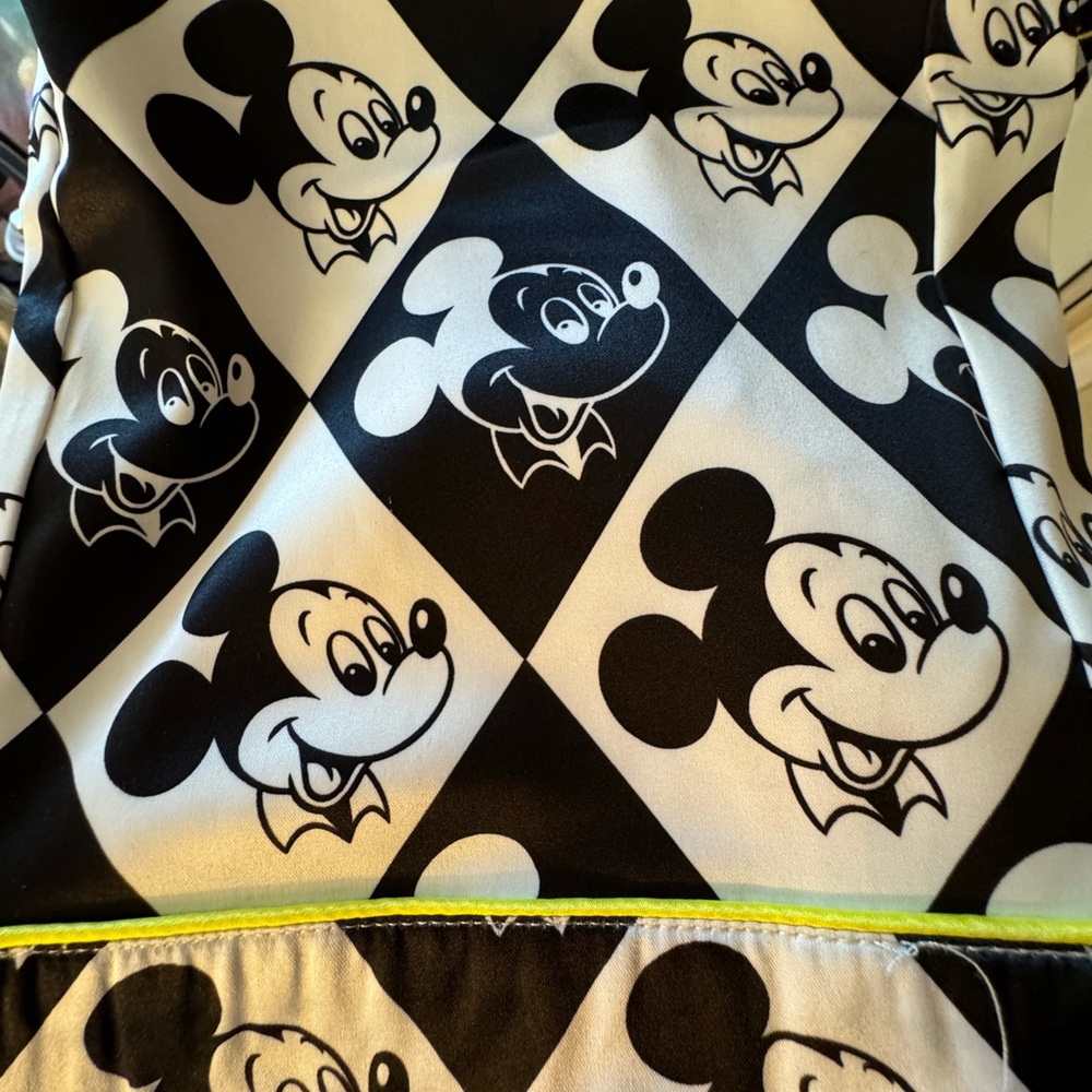Disney black-white satin pajama pants Mikey Mouse